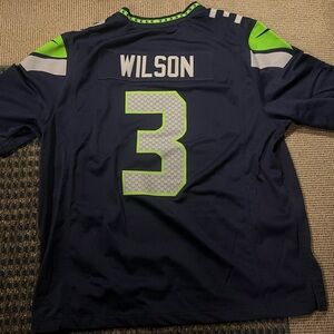 NFL Seahawks Russell Wilson Jersey Navy On Field - worn once, like new.